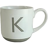 COLLECTIVE HOME - Ceramic Mug, Uppercase Letter Design, Matte Sandstone Texture, Minimalist and Stylish, 15oz, Perfect for Personalized Gifts (K)