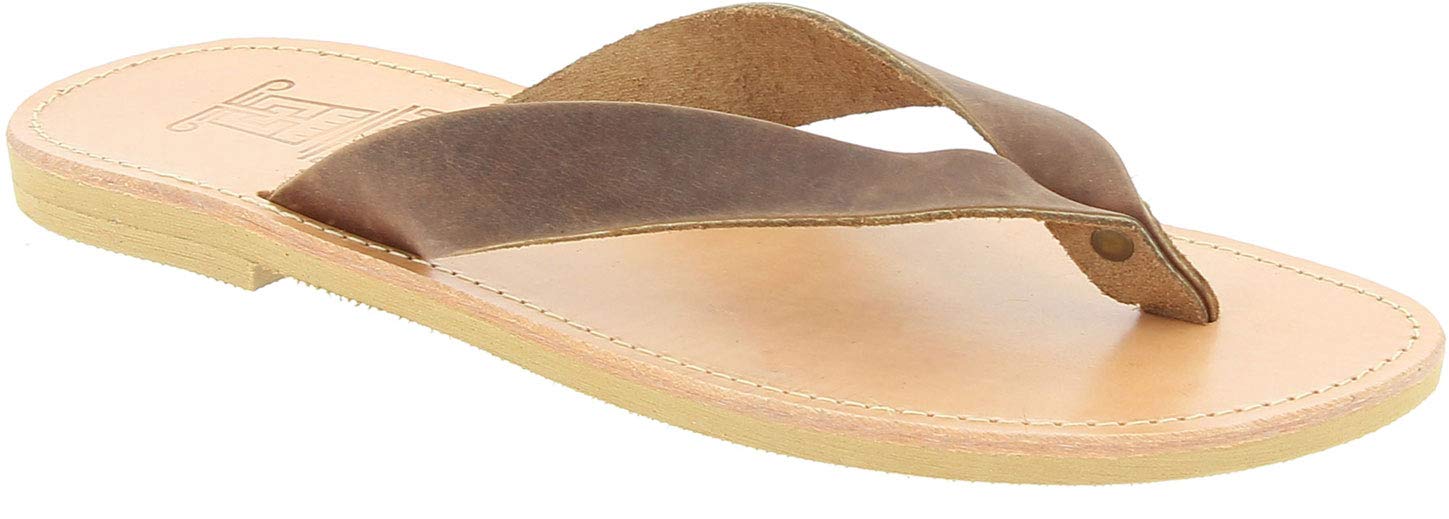 Attica Sandals Hermes Nubuck Dk-Brown Men's Leather Nubuck Slippers - Thong Slippers Shoes
