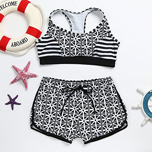Dainzuy Women's High Waisted Tankini Bathing Suit Floral Printed Swimwear Plus Size One Piece Swimsuit V Neck Bikini Black - Thumbnail 2