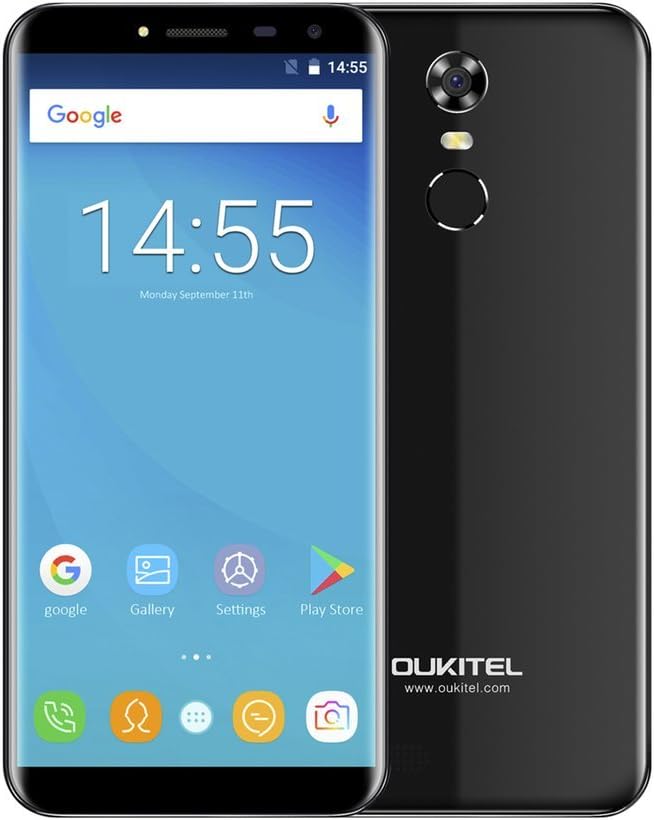 OUKITEL C8 Smartphone Unlocked 4G Android 7.0 with 5.5" HD Screen(18:9) - 13MP+5MP Camera - 2GB RAM + 16GB ROM - MT6737 Quad Core - 3000mAh Battery - Fingerprint - Dual SIM Mobile Phones (Black)