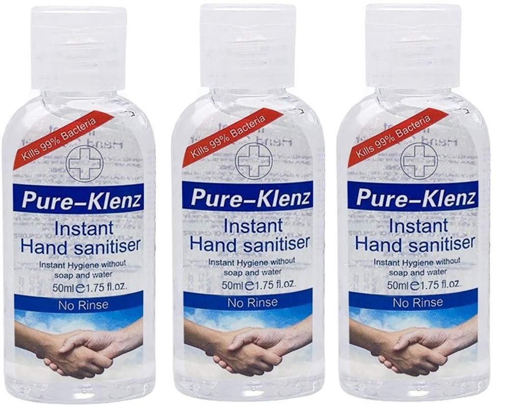Pure-Klenz Instant Hand Cleanser without soap and water Instant Hygiene 50ml 3 Pack