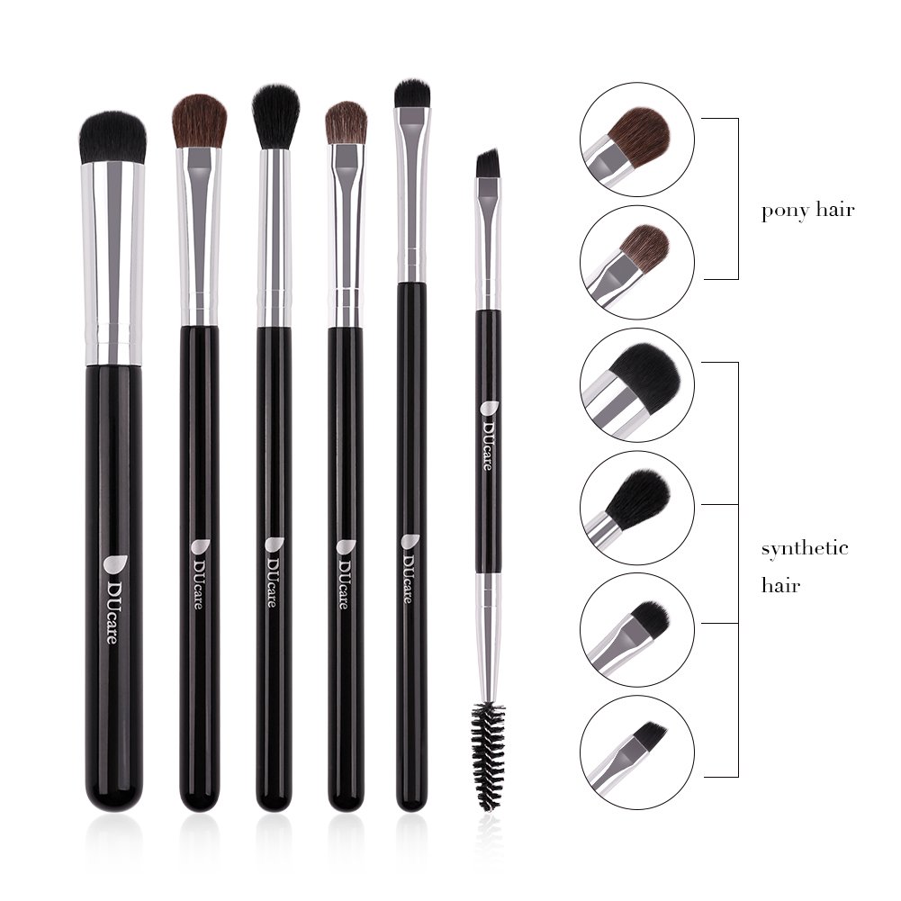 DUcare Eye Brush Set 6Pcs Eyeshadow Brushes Synthetic Pony Hair Makeup Brushes Eyeshadow Eyebrow Blending Professional Cosmetics Tools Beauty Brushes Kit: Beauty