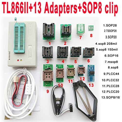 SETCTOP TL866II Plus usb programmer +13 adapter socket+SOP8 clip 1.8V nand flash 24 93 25 mcu Bios EPROM AVR eprom