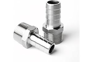 GOLUMINI Hose Barb Fittings,304 Stainless Steel,1" Hose Barb to 1" Male NPT Male Thread Adapter Connector,Industrial Hose to Pipe Fittings Connect for Gas/Water/Oil.(2Pcs)