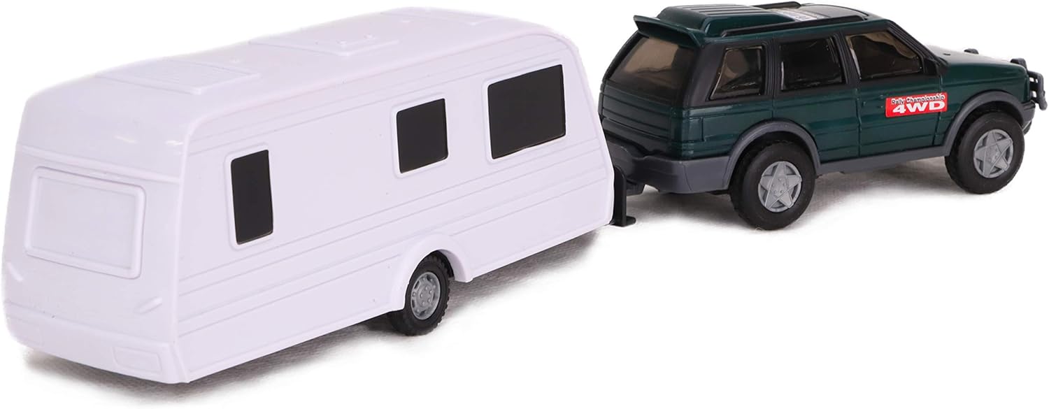 Toyland® Car & Caravan Set Pull Along - 1:32 Scale (Green), 36 cm x 11 cm x 7 cm - Image 5