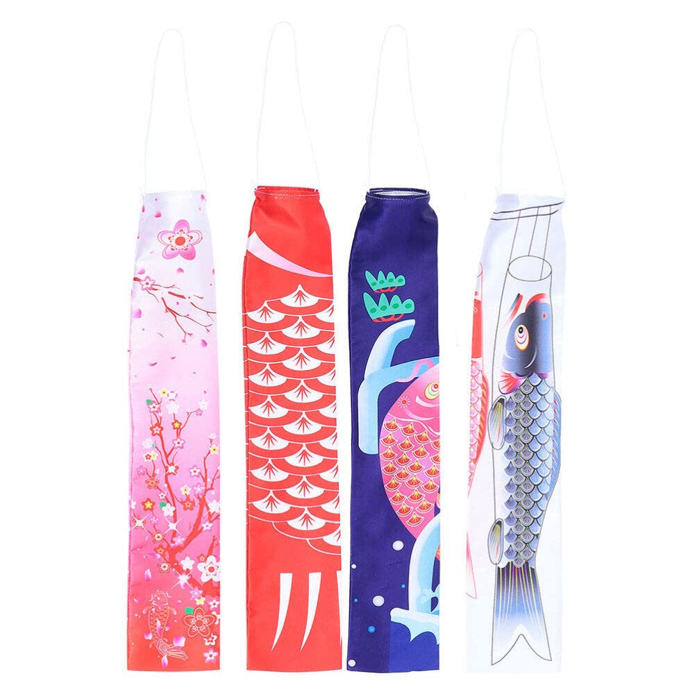 Operitacx 4pcs Japanese Koinobori Windsocks Decorative Carp Flags for Sushi Restaurant Outdoor Festivities Vibrant Colors Easy to Adds Joyful Atmosphere to