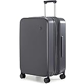 mixi 24 Inch Large Expandable Checked Luggage Suitcases with Spinner Wheels, Hardside Rolling Travel Suitcase PC with TSA Lock & Cover, Rock Gray