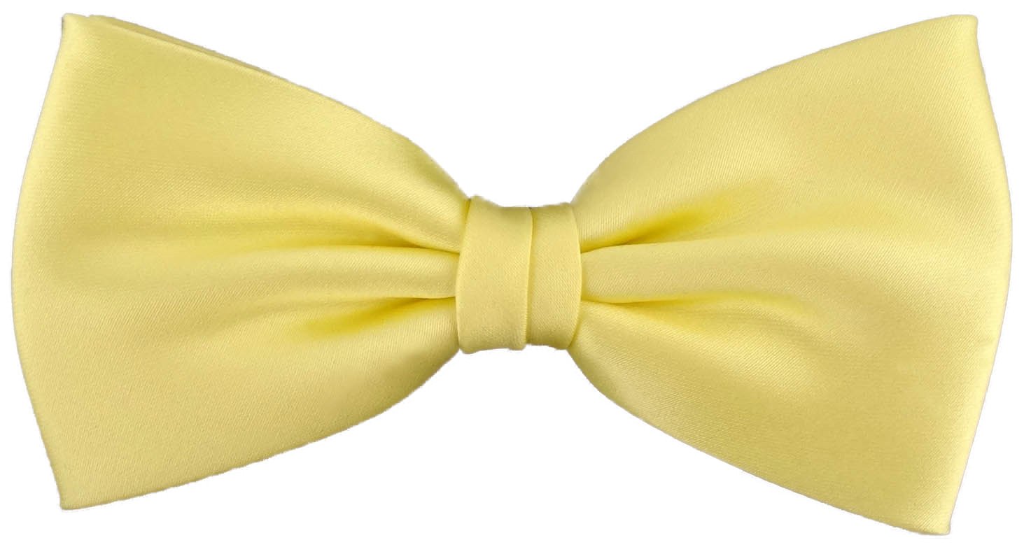 TigerTie prefabricated Satin bow tie in yellow pale-yellow monochrome + Gift box