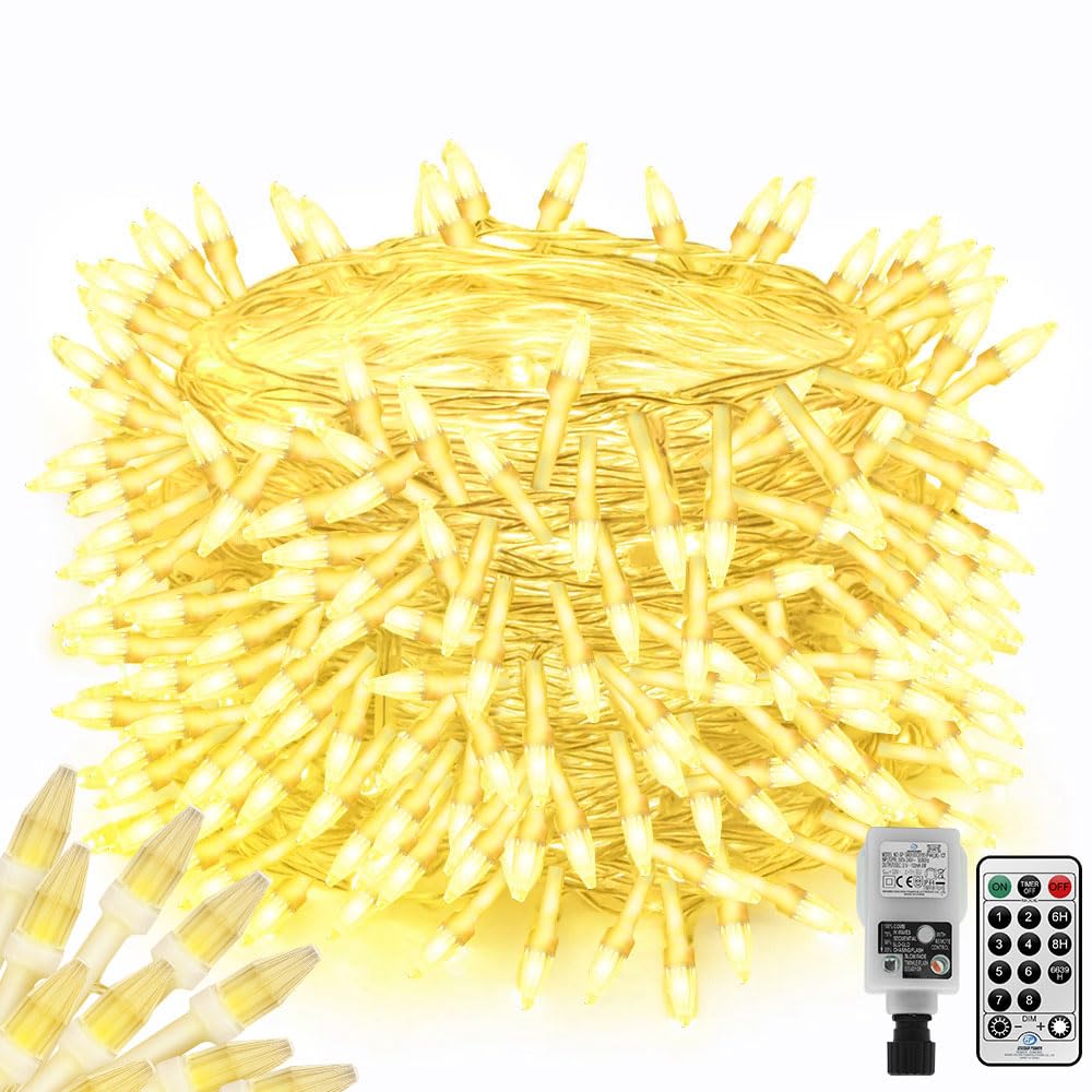 CORST 20M 200LED Christmas Fairy Lights Outdoor Indoor Plug in, Diamond Led Christmas Tree Light Outside Fairy Light mit Remote Timer,Connectable,Waterproof for Eaves