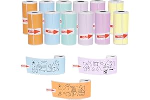 YUUNHEG 12PCS Self-Adhesive Mini Thermal Printer Paper,Sticker Paper for Printer,Thermal Sticker Papers for Journal Photos,Lists,Study Notes and Scrapbooking