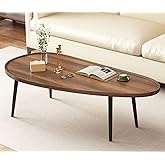 ANS_HOME Walnut Oval Coffee Table Wooden Rustic Coffee Table Mid-Century Modern Oval Sofa Table Nesting Tables Center Table f