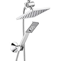BRIGHT SHOWERS Rain Shower Head with Handheld Spray, 8 Inch
