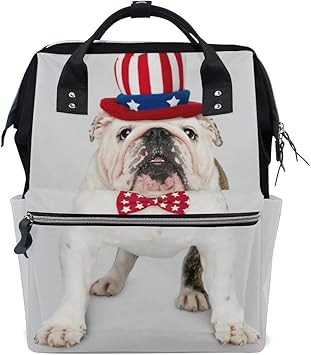 Amazon Kimdface バックパック かわいい白い英語ブルドッグ子犬おじさん 男女兼用 通学 通勤 旅行 スポーツ バッグ Kimdface シューズ バッグ