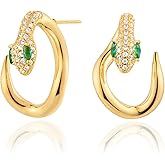 MEVECCO Dainty Snake Earrings Studs for Women - 18K Gold Plated Boho Small Tiny Minimalist Stud Earrings