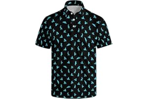 HUURAY Funny Golf Polos for Men Funny Print Short Sleeve Golf Shirts Quick-Dry Polo Shirts Short Sleeve Hawaiian Polo Shirts