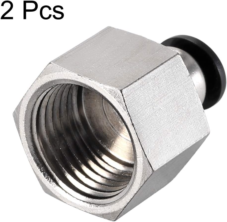 sourcing map Push to Connect Tube Fitting Adapter 6mm Tube OD X 1/2PT (19mm) Female Straight Pneumatic Connecter Pipe Fitting 2pcs - Image 4