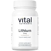 Vital Nutrients Lithium Orotate - Vegan Lithium Supplements for Memory, State of Mind, and Behavioral Health*- 5mg - Gluten, Dairy, Soy Free - 90 Capsules