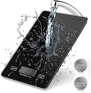 Inroserm Digitale Küchenwaage, 5kg (1-g-genau) Digitalwaage elektronische Waage Digital Küchenwaagen Haushaltswaage Hochpräzise aus Sicherheitsglas mit LCD Display, Tara-Funktion (Schwarz)