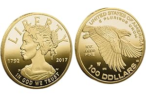 YIQILAFADA 1792-2017 Antique US 100 Dollar Coin, Liberty Coin Souvenir Replica for Collection Party Gifts