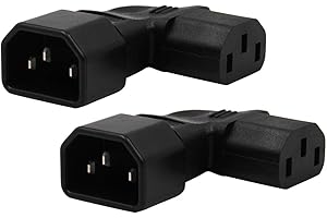 WYMECT 2-Pack Right Angle IEC C14 to C13 Power Adapter PDU Power Extension for LCD LED TV Wall Mount