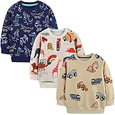 GFQLONG Toddler Boy Sweatshirts,Boys Pullover Crewneck Long Sleeve Shirts,Cotton Dinosaur Cartoon Sweaters Tops