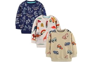 GFQLONG Toddler Boy Sweatshirts,Boys Pullover Crewneck Long Sleeve Shirts,Cotton Dinosaur Cartoon Sweaters Tops