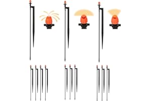 YULAIYOEN Drip Irrigation Spray Emitters with Stakes: 10 Sets Mixed 360/180/90 Degrees Drip Irrigation Sprayers for 1/4 inch Tubing Garden Irrigation System