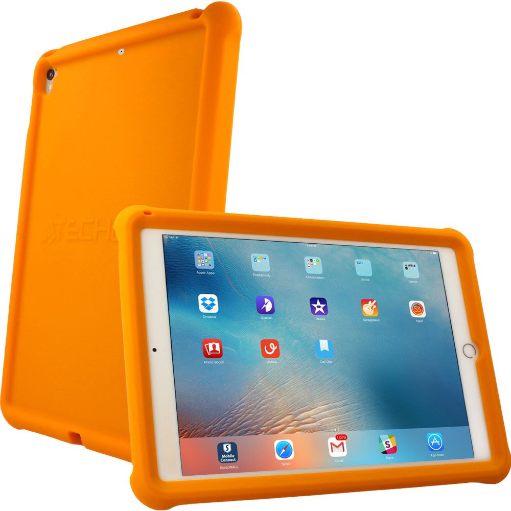 TECHGEAR Bumper Case fits Apple iPad Air 3 2019 / 3rd Gen, iPad Pro 10.5", Rugged Shockproof Soft Rubber Edge Protective Easy Grip Case + Screen Protector [Orange] - Kids & School Friendly Case