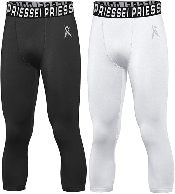 PRIESSEI Boys Compression Pants Leggings, Youth Basketball Tights
