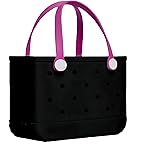 Small Rubber Beach Tote Bag – 11 * 4.5 * 7.8 inch –Waterproof Washable Open Tote Bags for Sports Beach Market Pool
