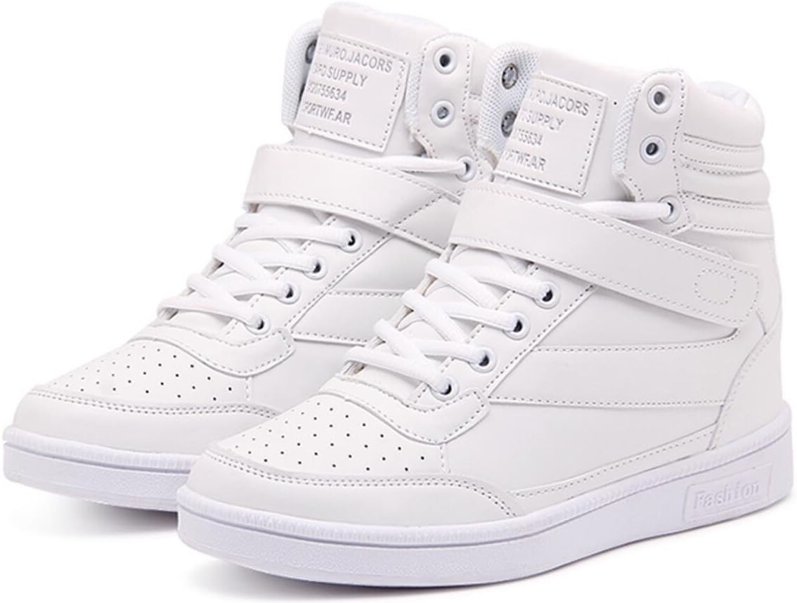 ACE SHOCK Wedges Sneakers for Women White, Platform High Heel Hightop Walking Sneakers Fashion
