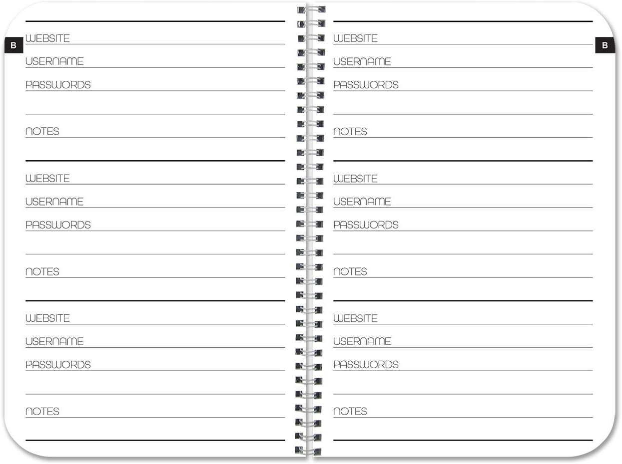 BookFactory Password Journal/Password Organizer/Password Book/Logbook/Password Keeper, 120 Pages, 3 1/2" x 5 1/4", Durable Thick Translucent Cover, Wire-O Binding (JOU-120-MCW-A-(Password)) : Record Books : Office Products