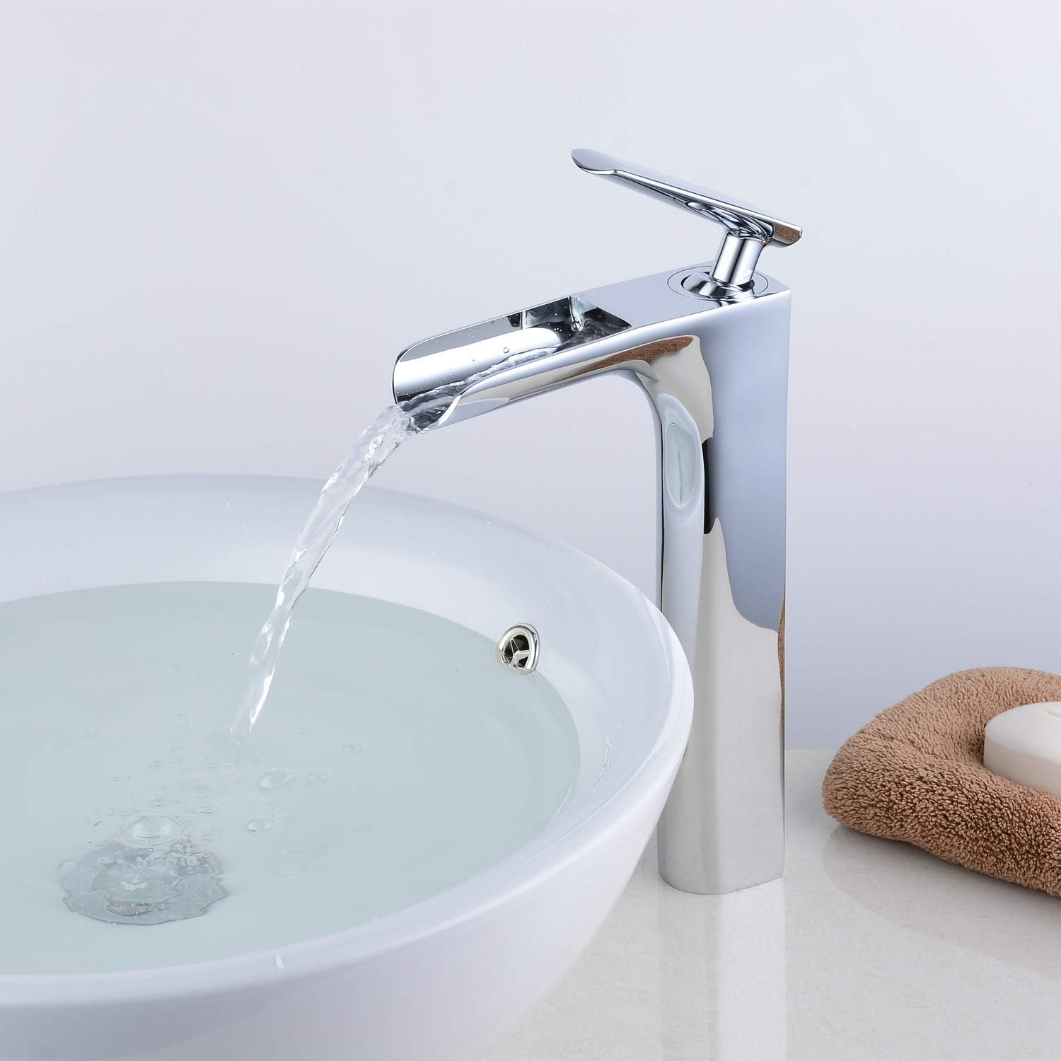 Hzdhclh Basin Taps Waterfall Bathroom Sink Mixer Taps Glass Spout Single Lever Amazon Co Uk Kitchen Home