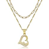 TANTIUE Heart Necklaces for Women 14K Gold Plated Layered Necklace Set with Cubic Zirconia Heart Pendant, Dainty Stackable Choker Chain, Gift for Her