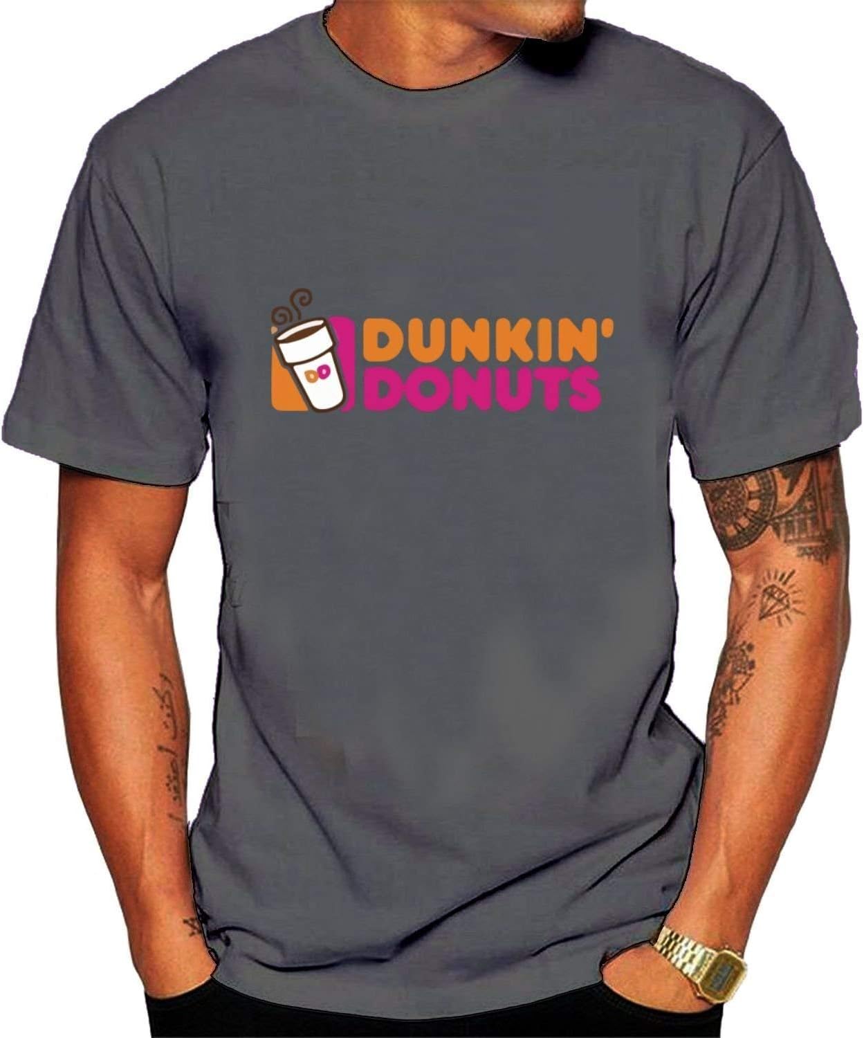 Zeesaa Men's Gray Short Sleeve Generic Cotton Doughnut Dunkin' D Tee T-Shirt