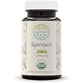HerbEra Spinach USDA Organic 60 Capsules | Natural Herbal Supplement | Certified Organic Vegetarian Capsules and Organic Spinach (Spinacia oleracea) Dried Leaf (60 Capsules)