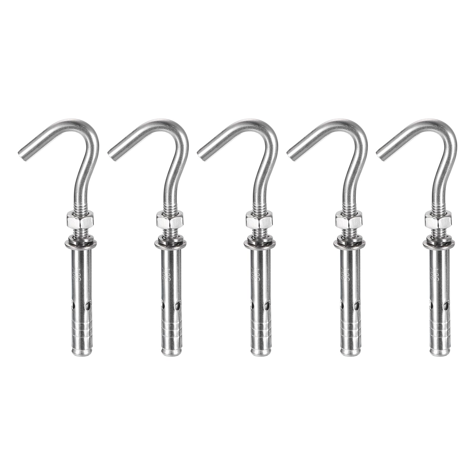 DTGN M6 x 90 Hex Expansion Bolts - 5Pack - Good for Concrete Dry Brick Block Walls - 304 Stainless Steel - Silver