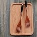 Cospring Handmade Wood Forks/Spoons for Salad, Coffee, Tea, Handle with Jute string wrapped (7 inch Forks, Set of 6, Phoebe)