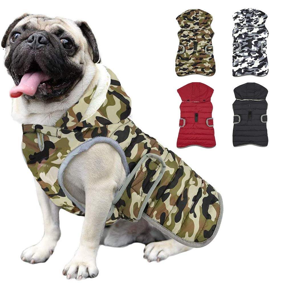 Etechydra Dog Jacket Coat with Detachable Hat, Waterproof Dog Vest for Outdoor Indoor, Winter Warm Fleece Lining Cozy Small Medium Dogs Jacket Apparel, Green, XS