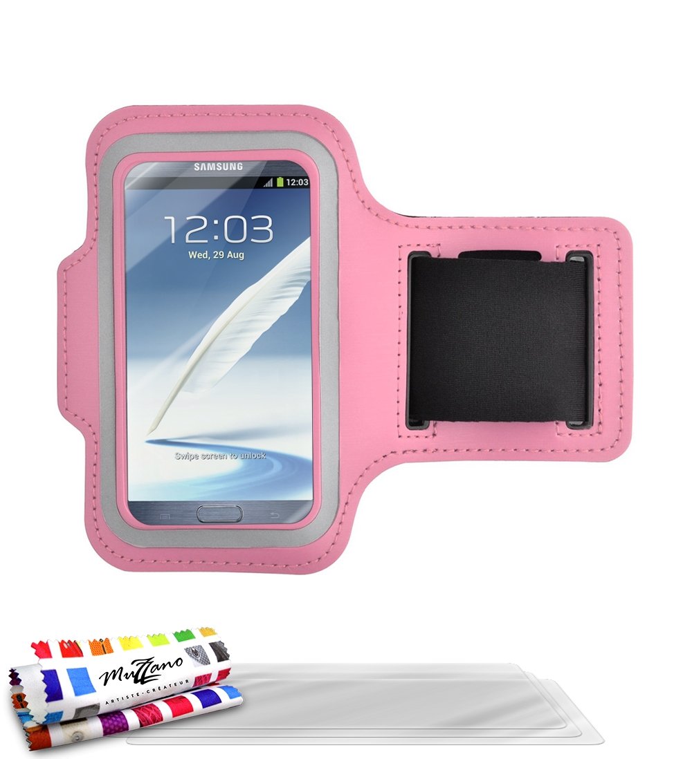 MUZZANO Genuine Armband with 3 Ultraclear Screen Protector for Samsung Galaxy N7000 - Pink