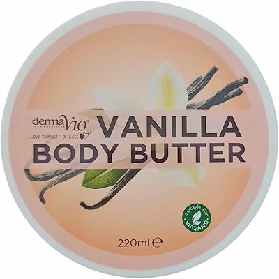 Derma V10 Vanilla Body Butter 220g Normal to Dry Skin Hydrating Vegan