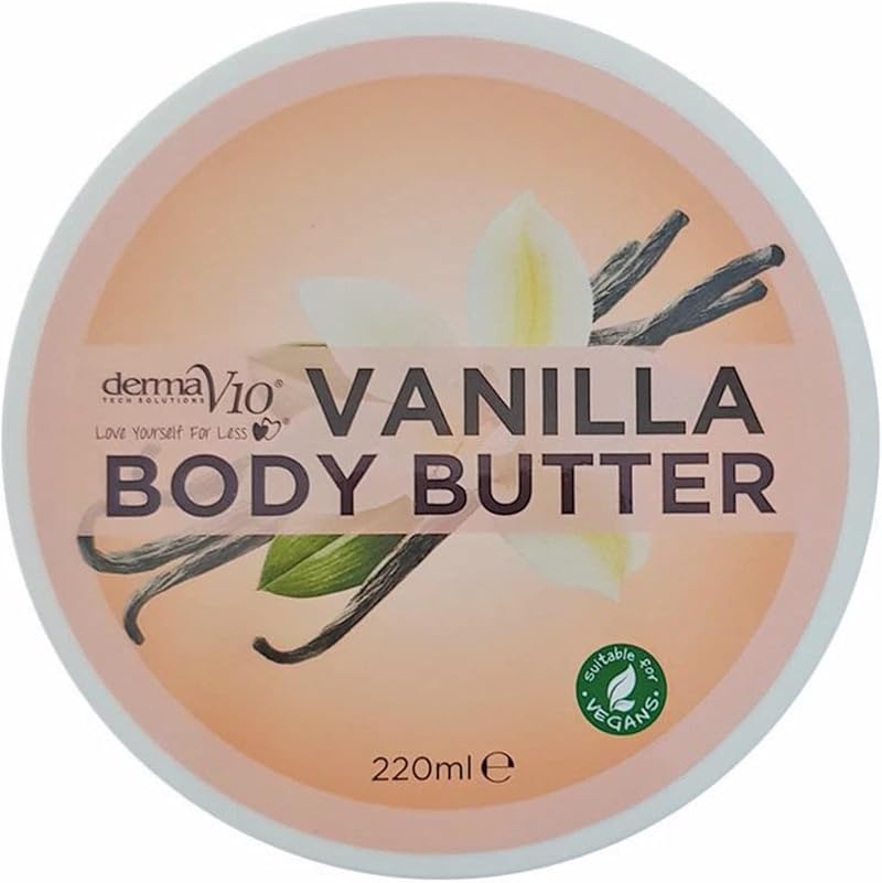 Derma V10 Vanilla Body Butter 220g Normal to Dry Skin Hydrating Vegan