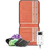 РЕМF Far Infrared Chair Heating Pad - Professional Biomat for Pain Relief and Healing - Pulsed Electromagnetic Field Therapy - Mat Auto Shut Off - Amethyst, Tourmaline and Obsidian Gemstones