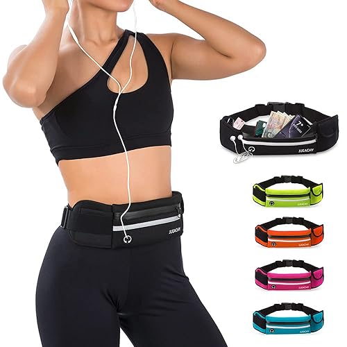 Jueachy Running Belts for Women Waterproof Fanny Pack Running Waist Pouch  Phone holder Adjustable Sports Money Belt with Headphone Port in Oman