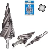 SS SHOVAN 3PC HSS Spiral Step Drill Bit Set 4-Flute 1/4 Inch Hex Shank
