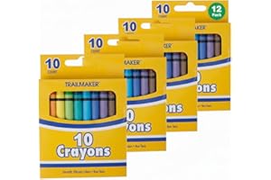 Trail maker Wholesale Bright Wax Coloring Crayons in Bulk - 10 Per Box, 12 Box Bundle Art Set