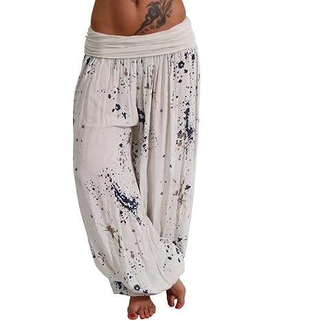 Moda Italy Aladin Sommerhose Pluderhose Haremshose Pumphose Strandhose Klekse 34/36/38/40