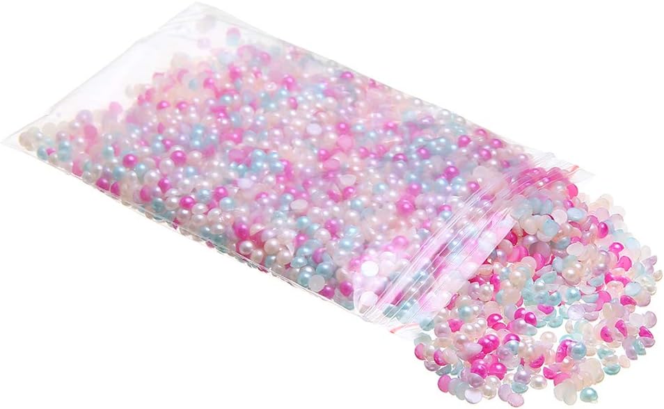 3000pcs Half Round Pearls Flatback Pearls Mixed Color for Scrapbook Art, Card Making, Weddings Crafting