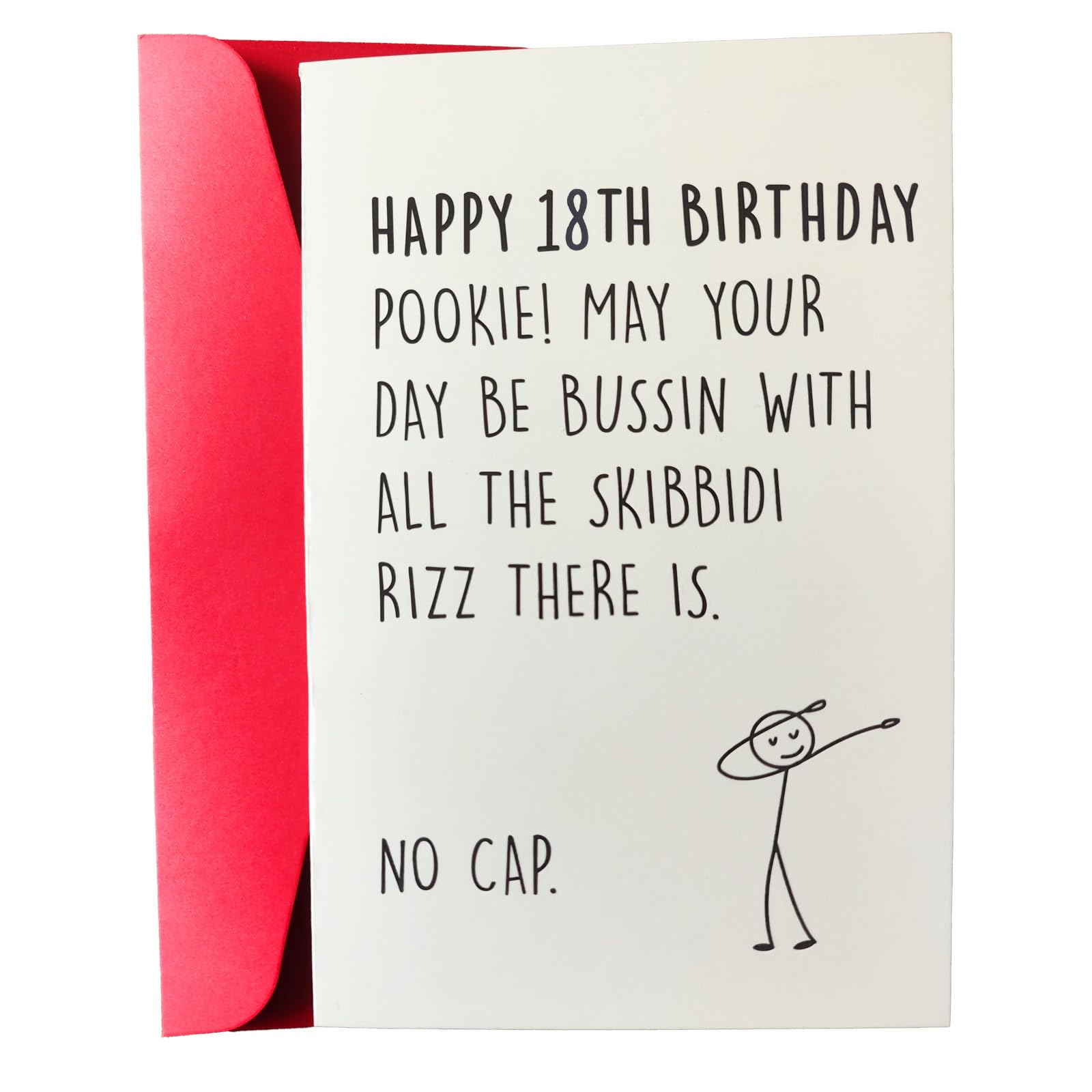 Photo 1 of 18th Birthday Card for Boy Girl: Gift Idea for a 18 Year Old, Hilarious Meme Card with Cool Gen Z Slang Meme-Inspired Design for Teens, Makes a Great Party Decoration for Son, Daughter, Nephew, Niece