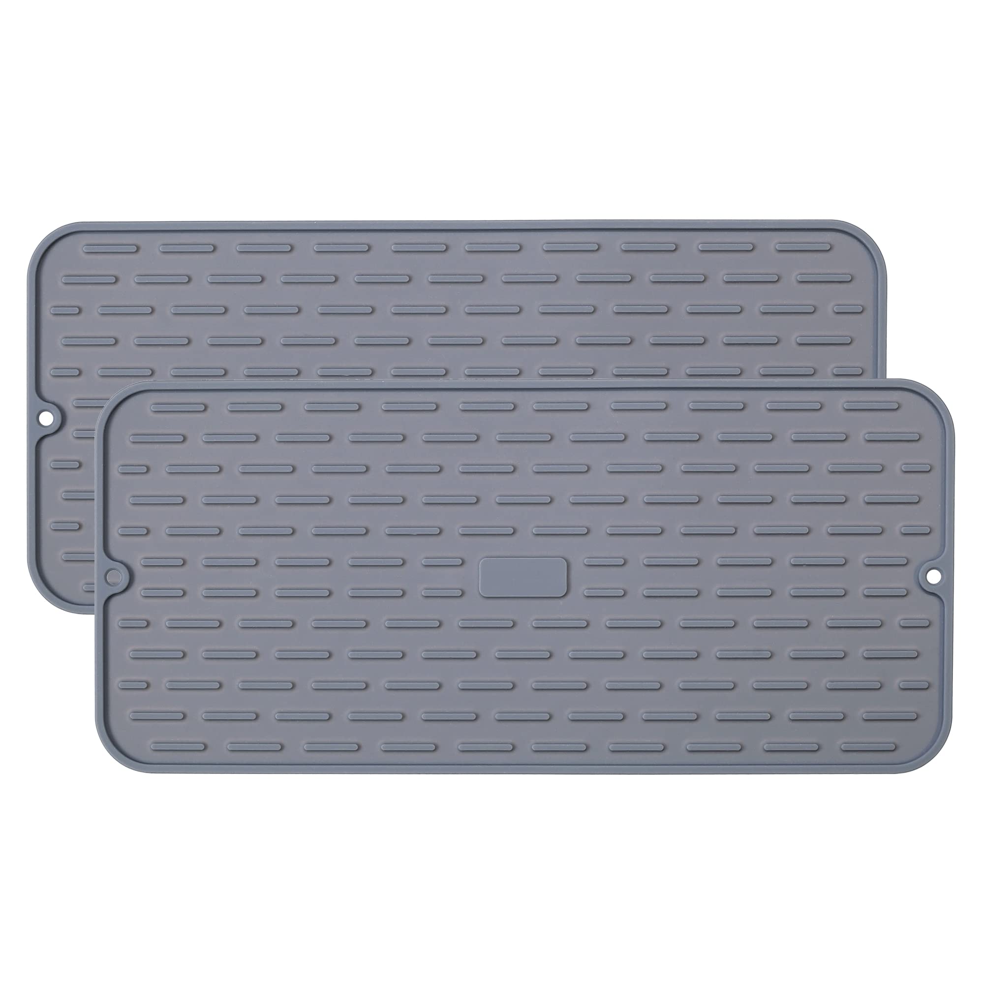 To encounter Silicone Dish Drying Mat -Small 17.5" x 8" - Set of 2 Flexible Stemware Drying Mat, Heat Resistant Silicone Trivet, Counter Top Mat, Dish Draining Mat, Sink Mat, Light Grey